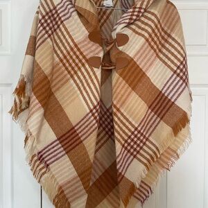 Sonoma Plaid Cream and Brown Accent Shawl